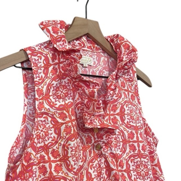 Mud Pie Pink Whitney Sleeveless Ruffle Neck Dress Size Small - Picture 4 of 10